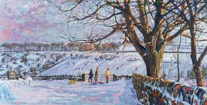 Walking the Dog, 1997 (gouache)